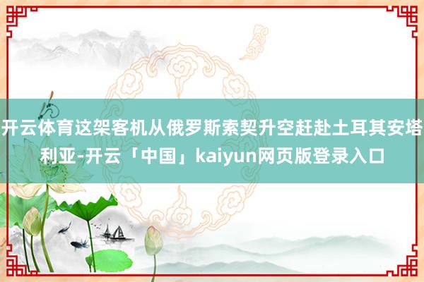 开云体育这架客机从俄罗斯索契升空赶赴土耳其安塔利亚-开云「中国」kaiyun网页版登录入口